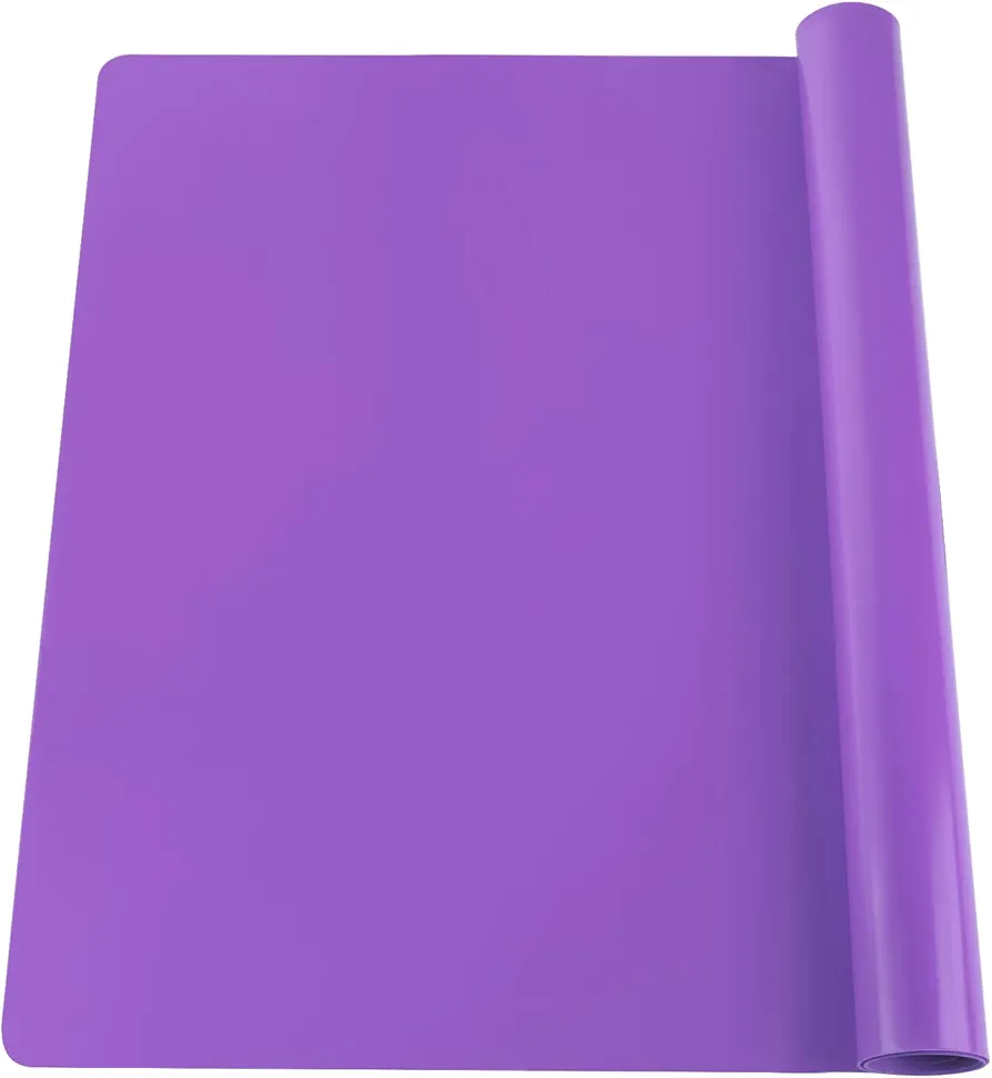 Extra Large Silicone Mats For Kitchen Counter, 27.6'' x 19.7'' Nonskid Silicone Placemats for Kids, Nonstick Purple Silicone Mat for Baking Crafts, Silicone Dab Mat Heat Resistant Mat, 1Pack