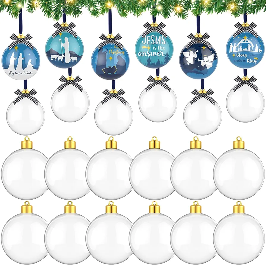 12 Set Photo Ornament Balls Christmas Picture Frame Ornaments Christmas Tree Hanging Photo Ball Decoration DIY Personalized Photo Ornaments for Christmas Party Xmas Tree Decor