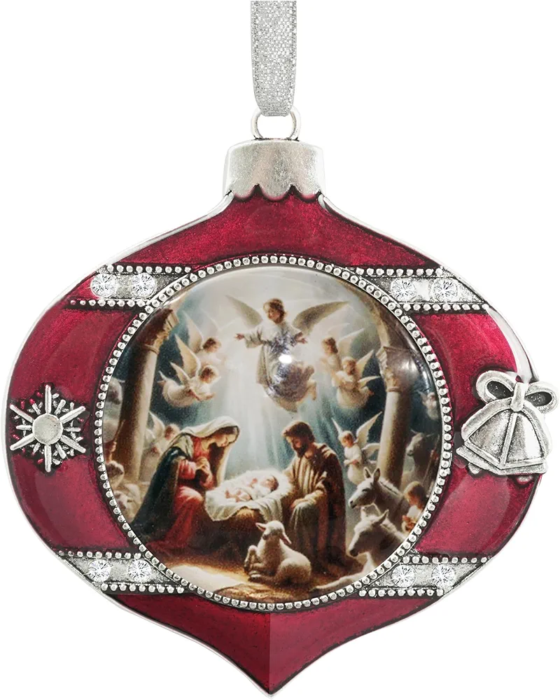XUTAI The Nativity Christmas Ornaments Creative Glass Ornament Metal Christmas Tree Ornaments Christmas Holidays Hanging Ornaments Home Decoration