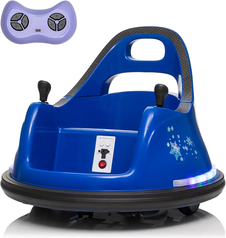 TAICO 12V Bumper Car Electric Ride on Toy for Kids Toddlers Age 1.5-6 Years, 360 Degree Spin Riding Bumping Car w/Remote Control, LED Light, Bumping Toy Gift for Baby Boys Girls, Dark Blue