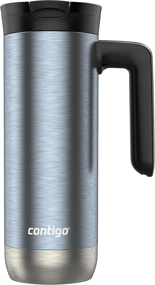 Contigo Superior 2.0 Stainless Steel Travel Mug with Handle, Leak-Proof Lid, Double-Wall Insulation for Hot & Cold Beverages, 20oz Dark Ice, Ideal for Commuting and Travel