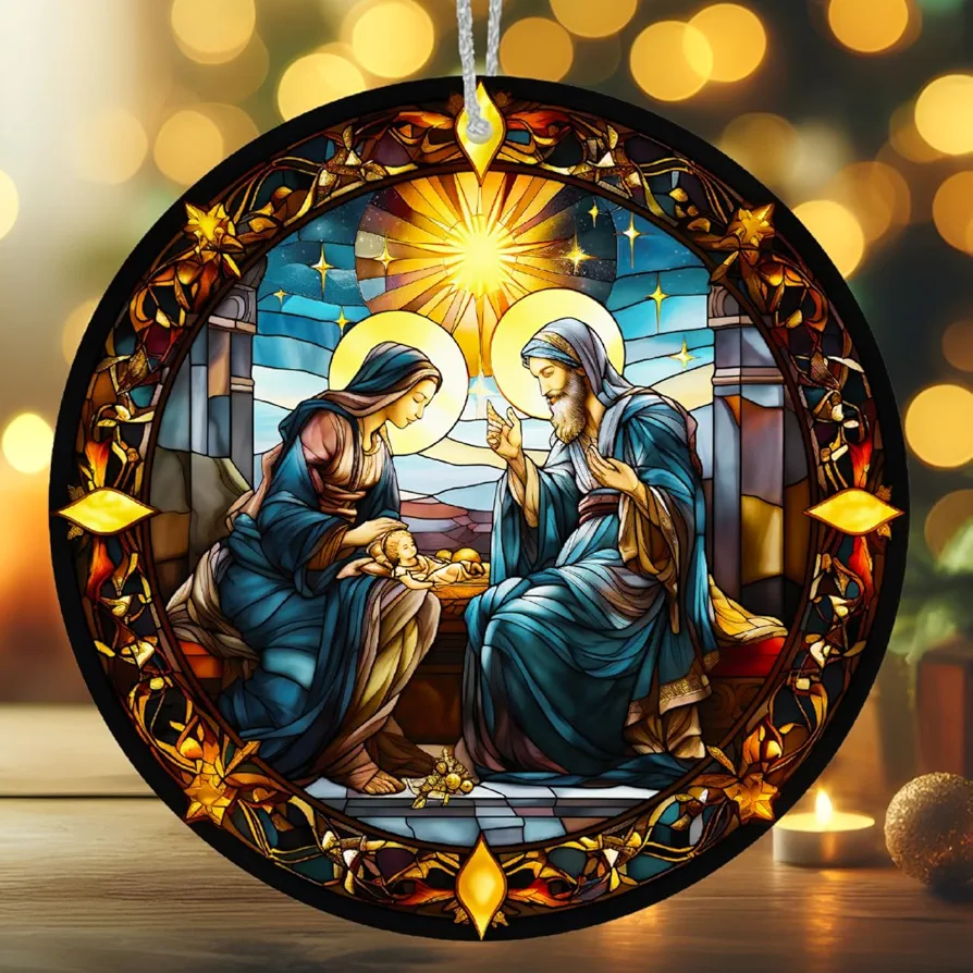 Nativity Set, Nativity Scene Ornaments, Christian Decor, Mother Mary & Baby Jesus, Nativity Christmas Decorations, Catholic Ornaments, Catholic Christmas Ornaments (Nativity Jesus Baby)