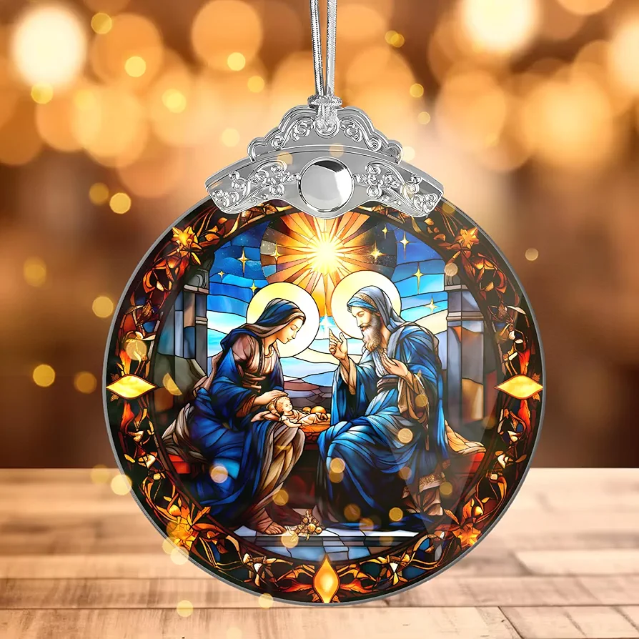 Nativity Ornaments, Christian Christmas Ornaments, Religious Christmas Ornaments, Jesus Gifts, Acrylic Ornament Art, 2023 Christmas Ornament, Stained Glass Effections