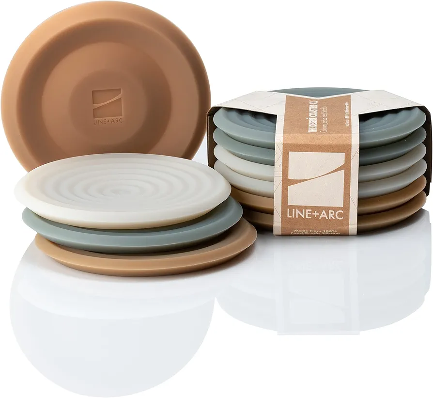 The Degrē Coasters XL (Joshua Tree, Set of 6) by LINE+ARC. 10mm Thick, Dishwasher Safe, Stain-Resistant, Outdoor, Coffee Table, Silicone, Modern, Mid Century, Drink, Non-Absorbent, Housewarming Gift
