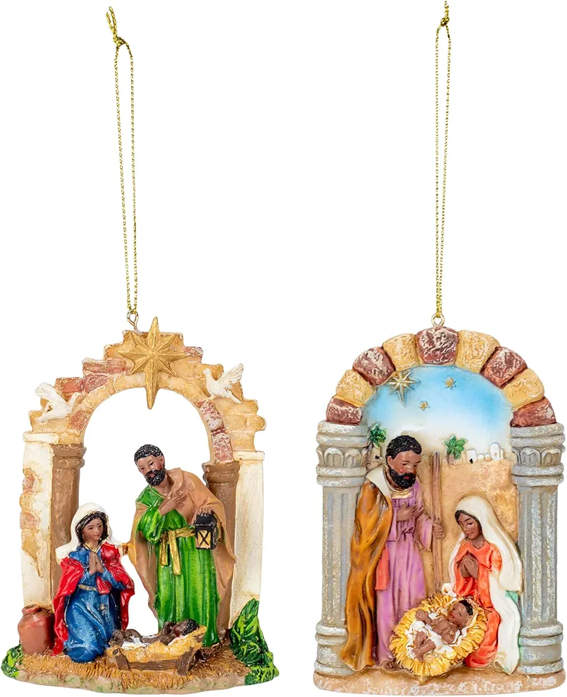 Kurt Adler 4" Resin Black Nativity Ornament 2/ASSTD