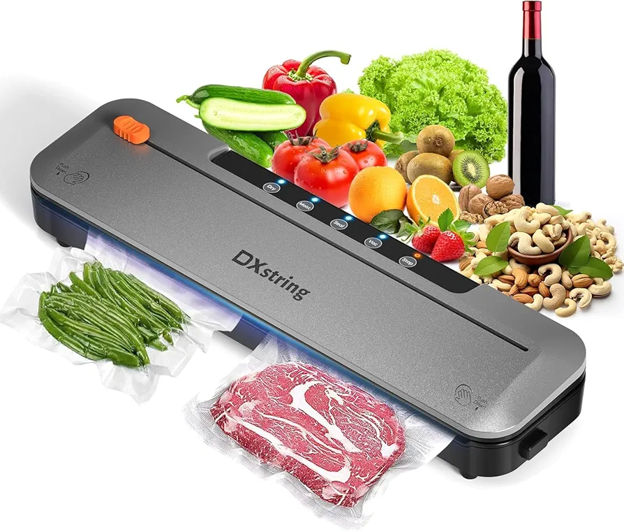 Vacuum Sealer, Food Vacuum Sealer Machine, Dry/Moist/Seal/Vac/External for Sous Vide and Food Storage, Fully Automatic Vacuum Food Sealer, with 15 Seal Bags and Air Suction Hose