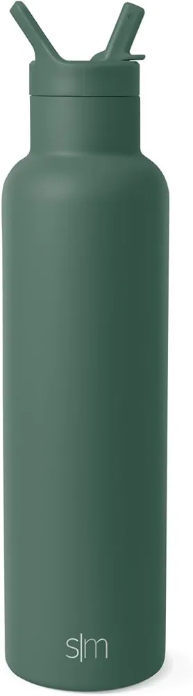 Simple Modern Water Bottle with Narrow Mouth Straw Lid Metal Thermos Vacuum Insulated Stainless Steel l Reusable Leak Proof BPA-Free Flask | Ascent Collection | 24oz, Forest