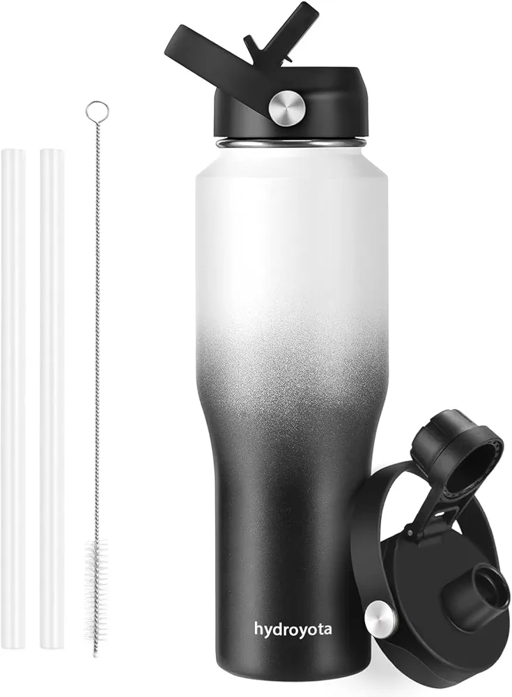 Insulated Stainless Steel Water Bottle with Straw Lid,40oz Reusable Double Walled Vacuum Sports Thermos for Cold Water Drinks,Keep Cold 48H Hot 24H,Travel,Sports,Car and Outdoor