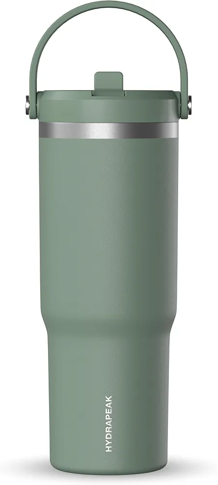 Hydrapeak Nomad 32 oz Tumbler with Handle and Straw Lid, Leakproof Tumbler, Tumbler Lid Straw, Double Insulated Tumblers, 32oz Double Insulated Cup Straw, Stainless Steel (Sage Leaf)