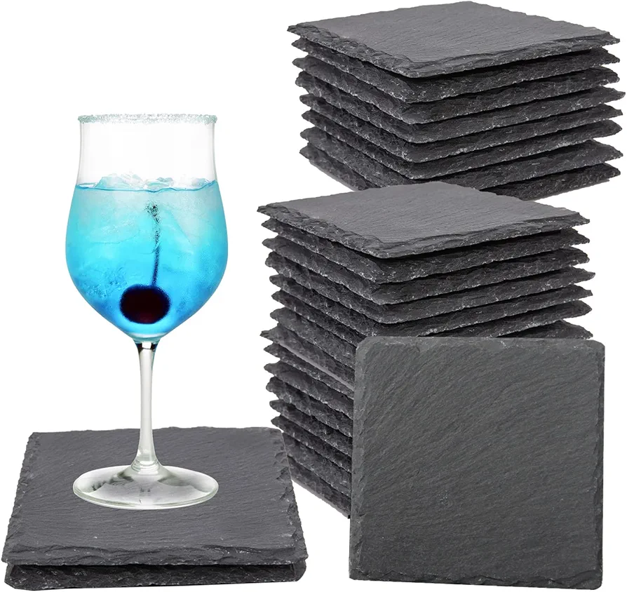 40 Slate Drink Coaster Engraving Blanks - Square Shapes for Versatile Use,Natural and Rustic Look