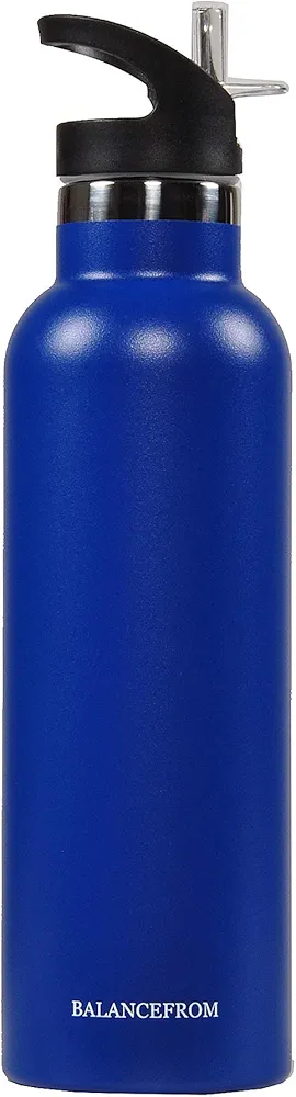 Signature Fitness Double-Wall Vacuum Insulated Stainless Steel Water Bottle, 3 Caps Included, Multiple Colors and Sizes