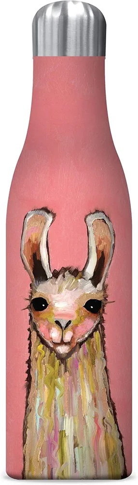 Insulated Stainless Steel Water Bottle by Studio Oh!- Eli Halpin La La La Llama-17-Ounce - BPA-Free - Double-Walled with Special Vacuum Seal Keeps Liquids Cold up to 24 Hrs - Fits Standard Cup Holders
