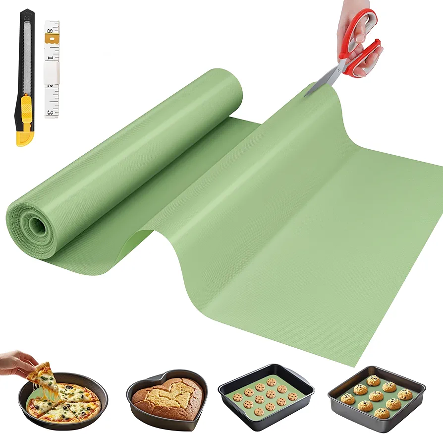 Silicone Baking Mat, 12 IN x 6 FT Free Cutting Silicone Baking Sheet,Non-Stick Reusable Dough & Pastry Mat,Non-Slip Silicone Mat Roll for Air Fryer Liner,Freeze Dryer,Oven Baking Pan,Kitchen Counter