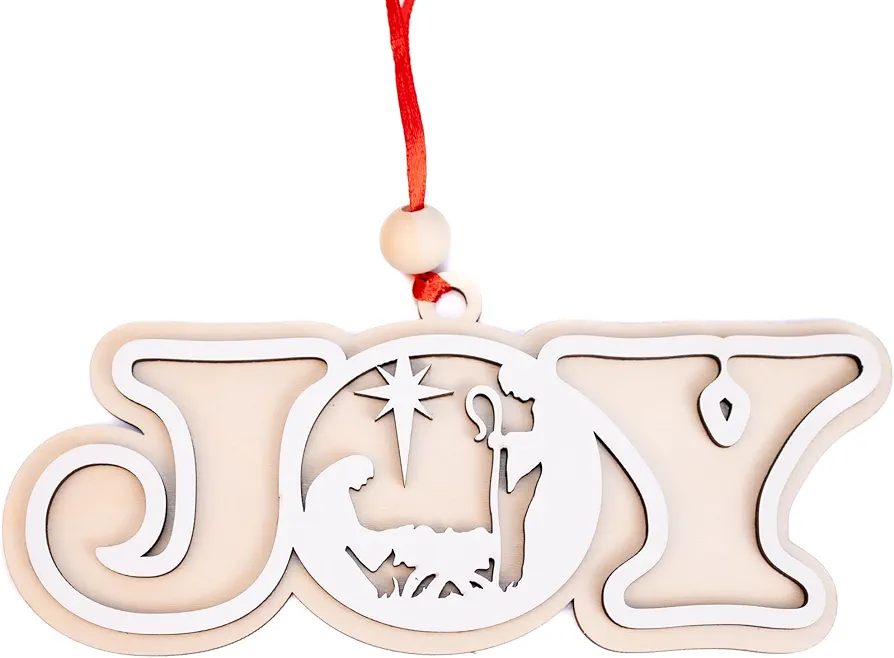 Wooden Christmas Ornaments, Joy Nativity Ornament, Ornament Christmas Decorations for Tree (SO14)