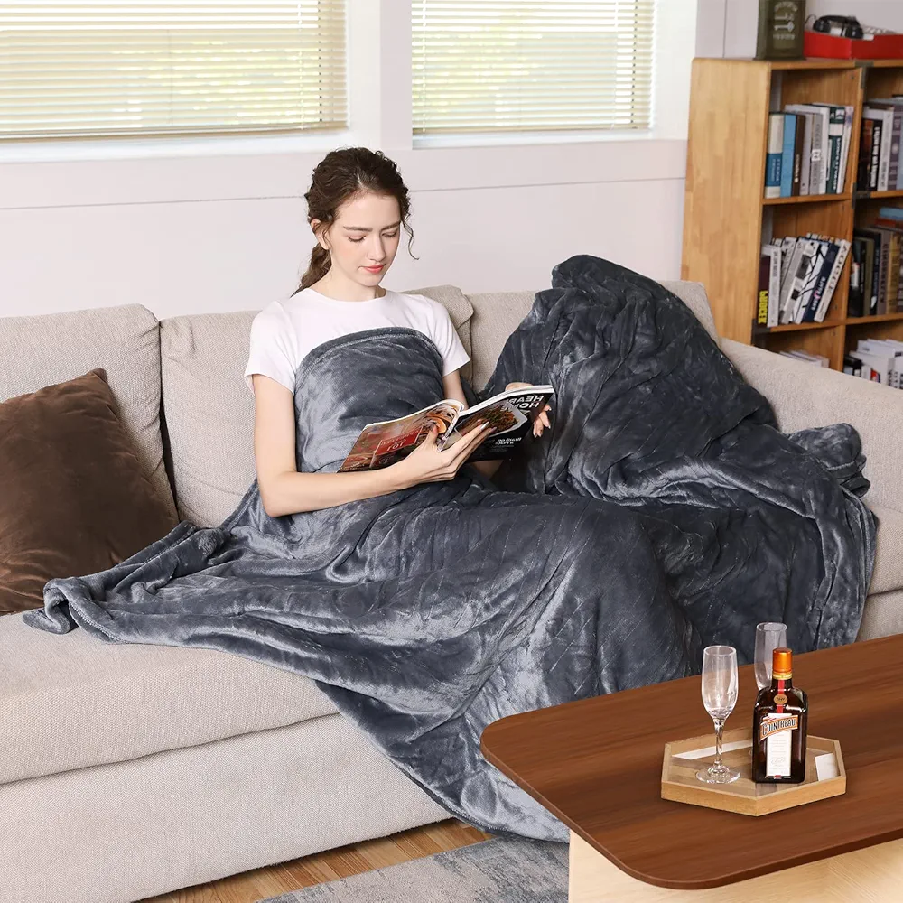 Vagueior Electric Heated Blanket Full Size 50'' x 60'',Extra-Warm Lightweight Cozy Luxury ElectricBlanket Machine Washable with 3 Heating Levels Auto-Off Machine Washable,ETL Certification - Grey