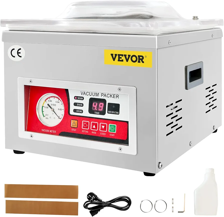 VEVOR Chamber Vacuum Sealer, DZ-260A 6.5 cbm/h Pump Rate, Excellent Sealing Effect with Automatic Control, 110V/60Hz Professional Foods Packaging Machine Used for Fresh Meats (260W)
