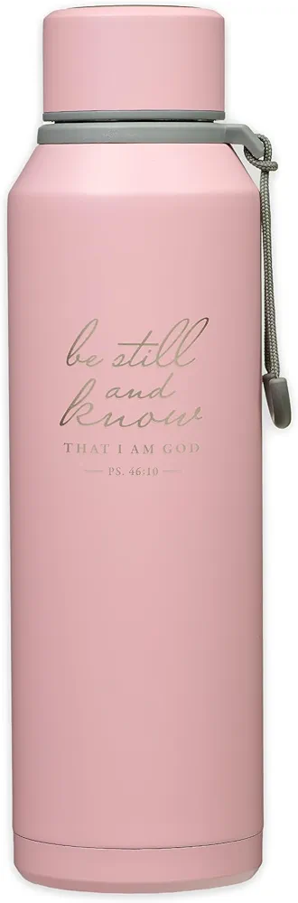 Christian Art Gifts Insulated Stainless Steel Double Wall Vacuum Sealed Water Bottle for Women: Be Still & Know - Psalm 46:10 Inspirational Bible Verse for Hot/Cold Liquids All Day, Pink, 24 fl. oz.