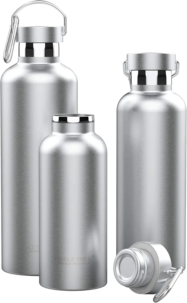 Triple Tree 34OZ Vacuum Insulated Stainless Steel Water Bottle, Double Wall Wide Mouth Lids Keeps beverage Hot or Cold Sweat Proof