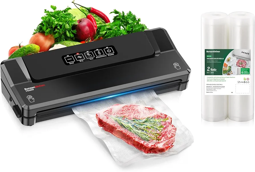 Vacuum Sealer Machine with 2 Packs 8 in x 20 ft Food Sealer Rolls Bags