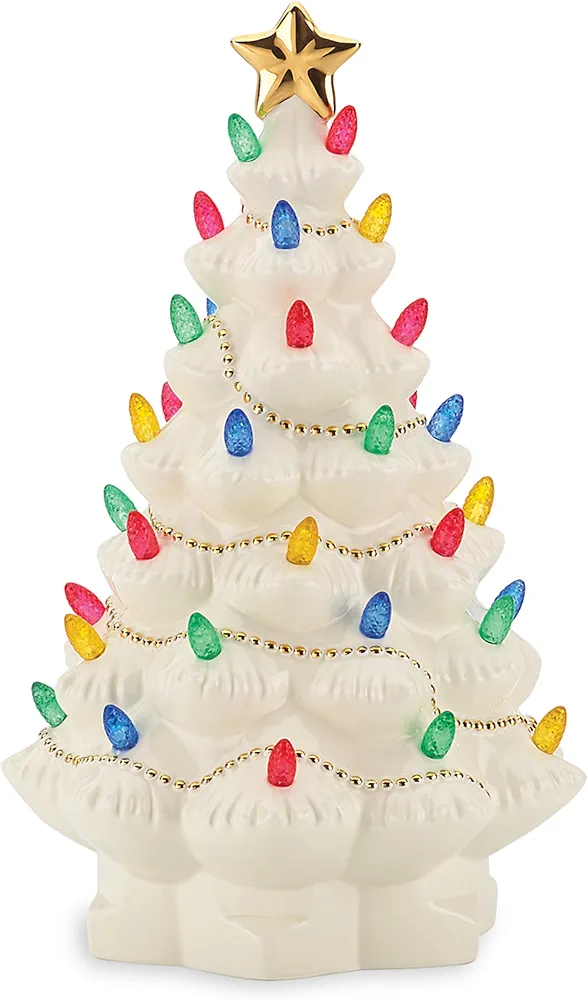 Lenox 867360 Treasured Traditions Ivory Lighted Tree Figurine, Christmas & Holiday Decor