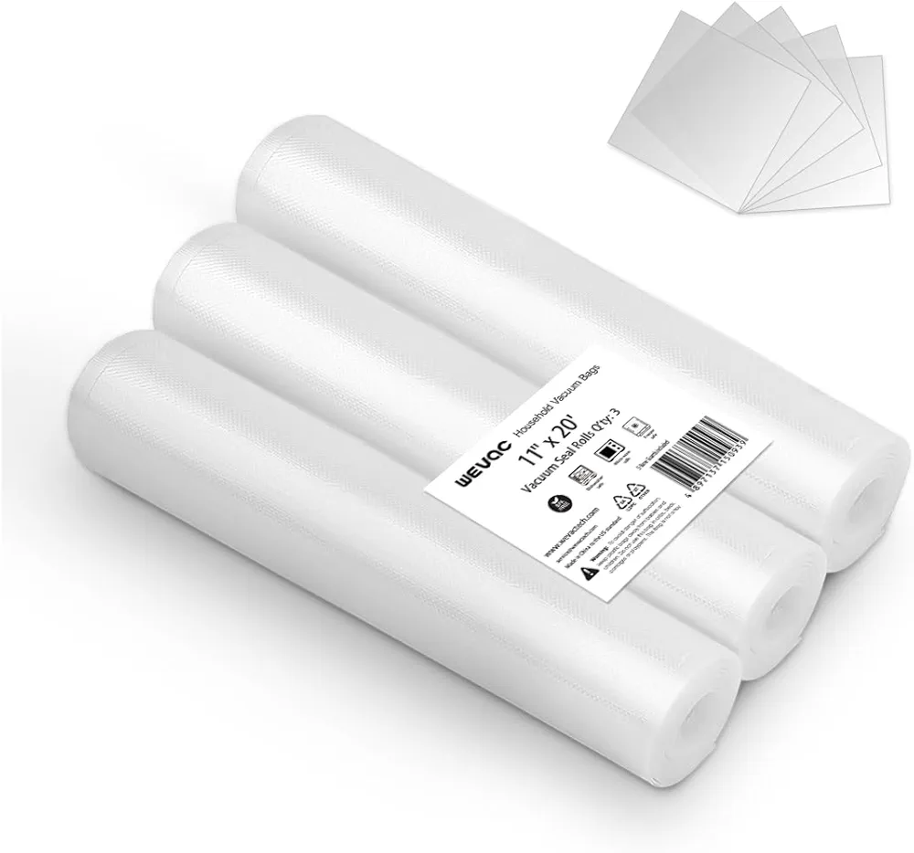 [2024 Q4] 11" x 20' Vacuum Sealer Rolls, 3 Pack-Ideal for Food Storage, Sous Vide, and Meal Prep, Keep Food Fresh and Nutrients, Wevac Lite
