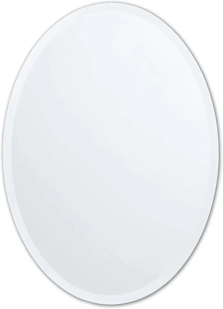 Better Bevel Frameless Oval Mirror, 20" x 27" Bathroom Wall Mirror w/Beveled Edge