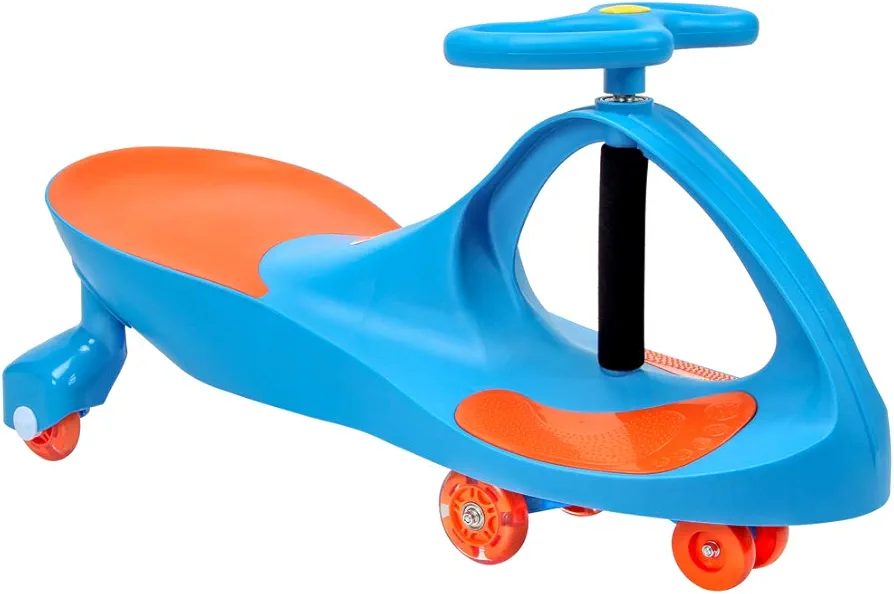 Premium LED-Wheel Swing Car Ride on Toy, Great for Both Indoor&Outdoor Play (School Blue)