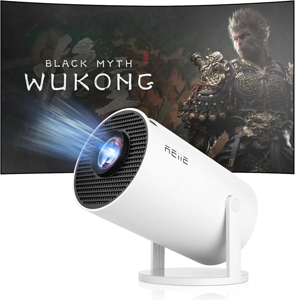 Mini Portable Projector, 4K 1080P Full HD Supported,Auto Keystone, WiFi6+Bluetooth 5.0,180°Rotatable Outdoor/home Projector,Built-in Android 11.0 OS