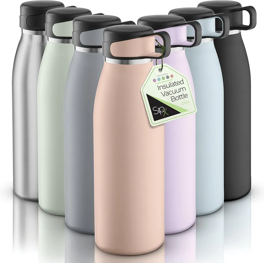 SipX™ Triple-Insulated Stainless Steel Water Bottle 25oz. - With Cover Lid, BPA-Free Reusable Insulated Water Bottle Keeps Cold For 24 Hours, (Peach)
