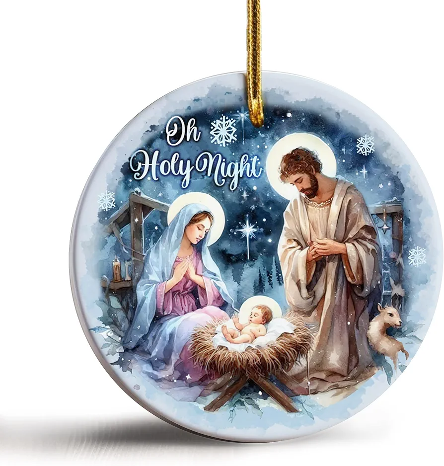 Religious Themed Christmas Ornaments, Nativity and Jesus Christ Decorations, Nativity Christmas Countdown Ornament 2024, Nativity Scene Ornament, Oh Holy Night, Christian Ornaments