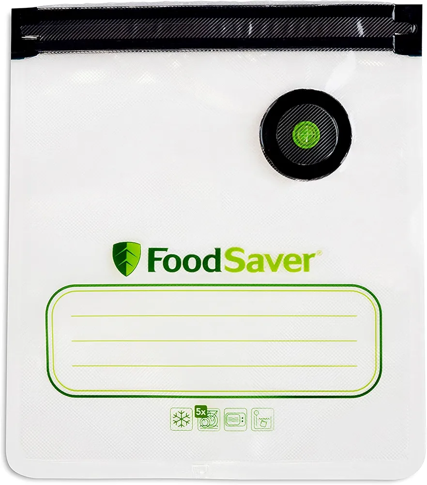 FoodSaver Reusable Quart Vacuum Zipper Bags, for Use with FoodSaver Handheld Vacuum Sealers, 10 Count
