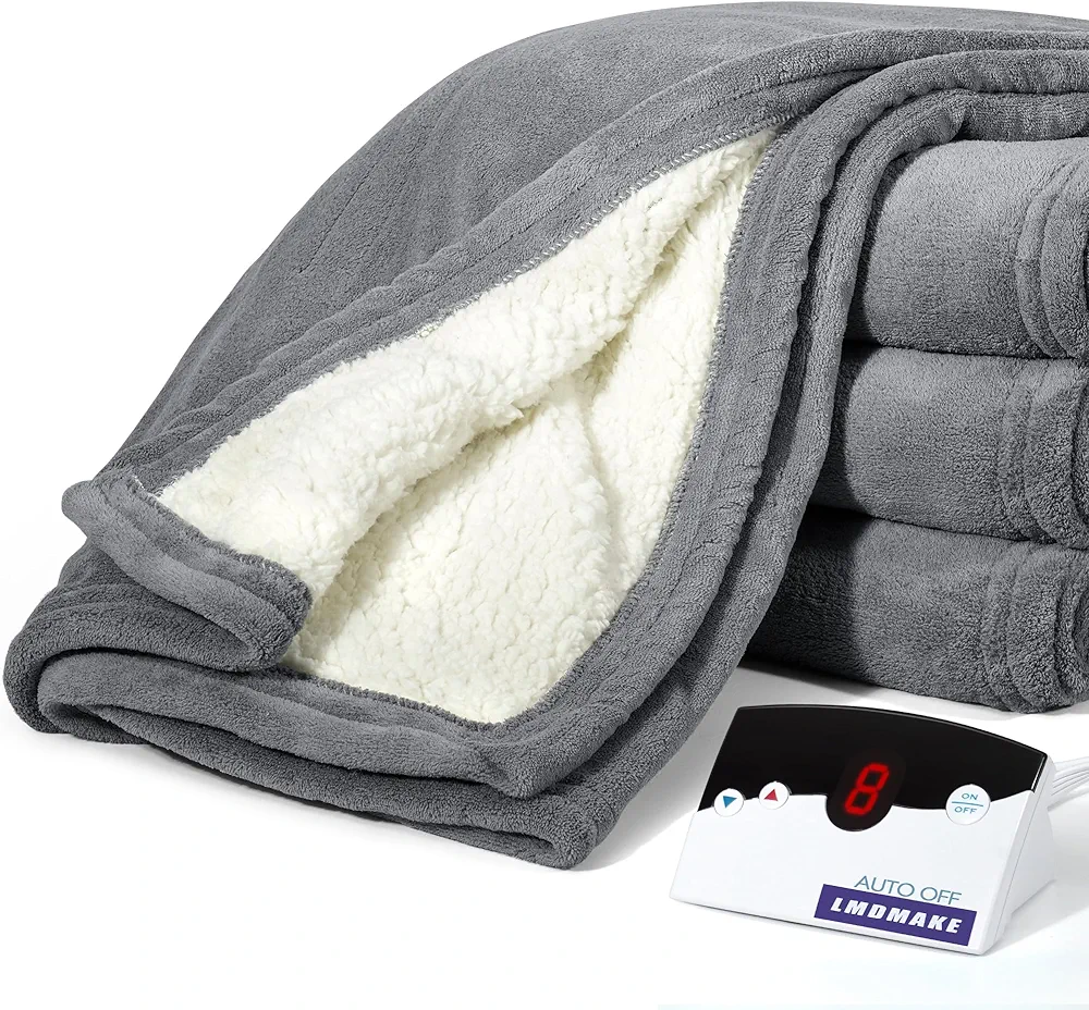 Electric Heated Throw Blanket Twin Size, 62"X84" Heating Bed Blankets Throw with 10 Heating Levels, 10h Auto Off, Soft Flannel Warm Electric Blanket with Over-Heated Protection, Ul Certification