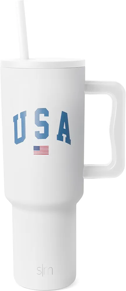 Simple Modern 40 oz Tumbler with Handle and Straw Lid | 4th of July Insulated Reusable Stainless Steel Water Bottle Travel Mug Cupholder Use | Gifts for Women Men Him Her | Trek Collection | USA