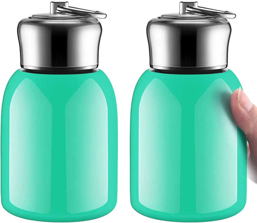 Mifoci 4 Pcs 10oz Mini Stainless Steel Water Bottle Slim Insulated Thermal Water Bottle Small Vacuum Hot Cold Drink Portable Water Bottle for Women Gifts Travel Camping Hiking (Mint Blue)