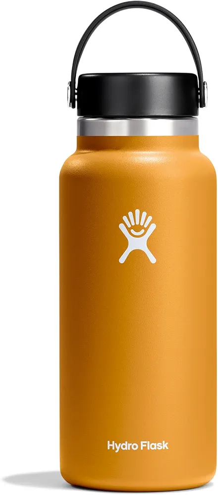 Hydro Flask Wide Mouth vacuum insulated stainless steel water bottle with leakproof closeable lid for cold water drinks, sports, travel, car and school