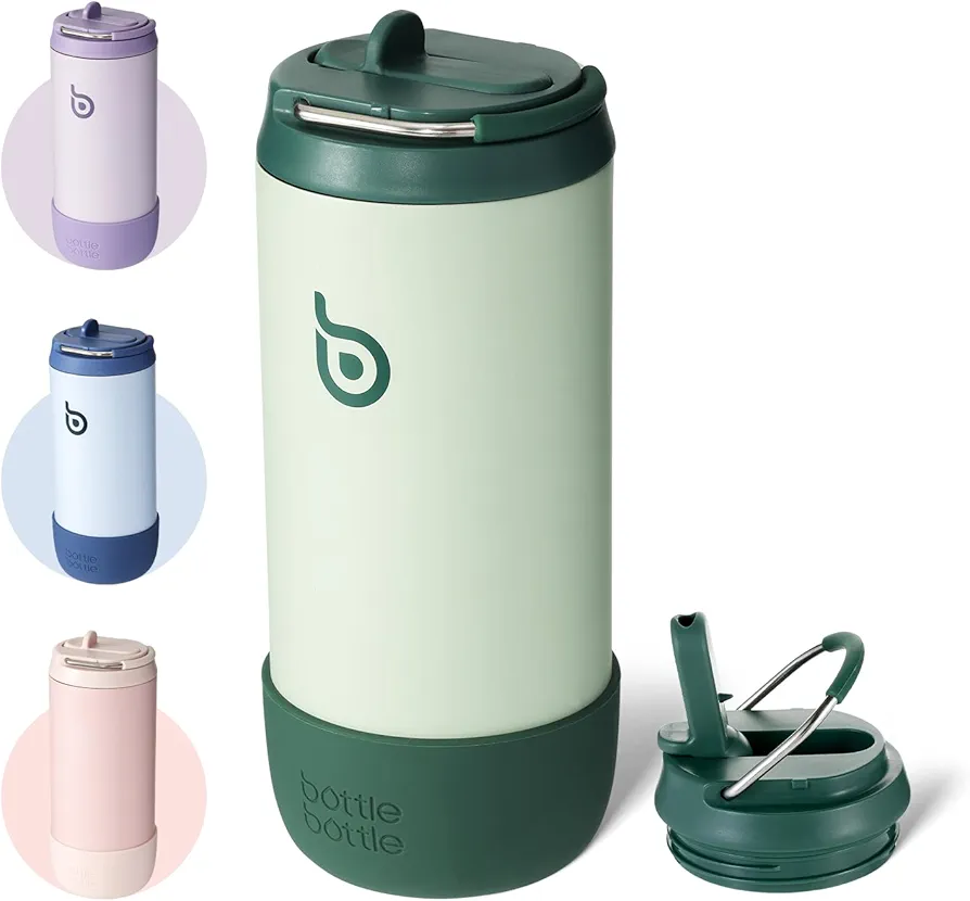 BOTTLE BOTTLE Kids Water Bottles 12 oz Insulated Water Bottles with Leak Proof Lid Double Wall Vacuum Stainless Steel Water Bottle Keeps Hot and Cold for School Sports Travel Best Gifts(green)