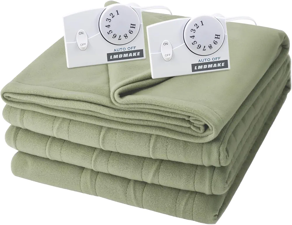 Electric Heated Blanket King Size,90"x100", Heating Blanket Soft Flannel with 10 Heat Settings & Auto Shut-Off, Heated Throw Blanket Machine Washable for Cozy Comfort,Green