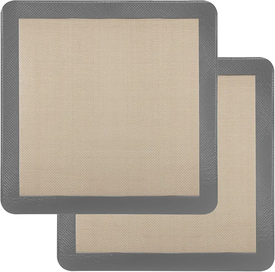 Silicone Baking Mats for 12 Inch Cake Pan/12x12 Cheesecake Pan/Toaster Oven Air Fryer Liner, 11.75"Square Food Grade Silicone Mats (Grey, 2x Silicone Baking Mats for 11.75")