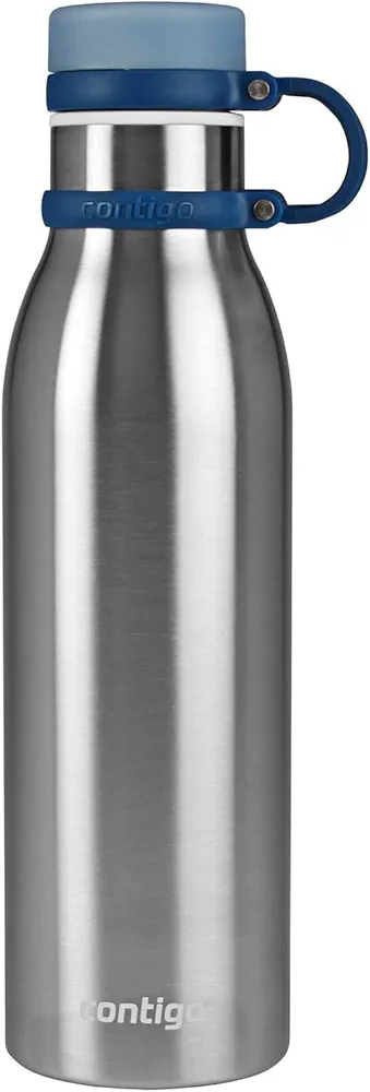 Contigo Matterhorn Vaccum Insulated Stainless Steel Water Bottle with Leak-Proof Chug Cap, Drinks Stay Cold up to 24 Hours or Hot up to 10 Hours, Fits Most Cup Holders, 20oz Steel/Monaco