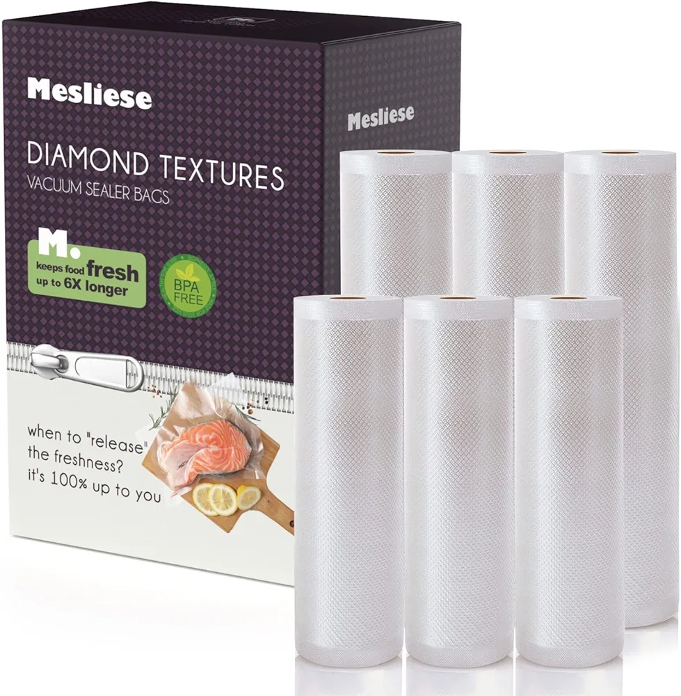 Vacuum Sealer Bags Rolls for Custom Fit 11''x16' 3 Pack & 8''x16' 3 Pack Total 96', Heavy-Duty Thick Food Bag, BPA-Free, Freezable, Use for Sous Vide and Storing Raw and Cooked Foods,