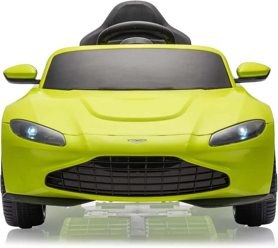 12V Ride on Sports Car for Kids Licensed Aston Martin Battery Powered Car Toddles Ride on Toy with Remote Control, Horn, Soft Start, LED Lights, Music, USB, Electric Vehicle for Boys Girls (Green)