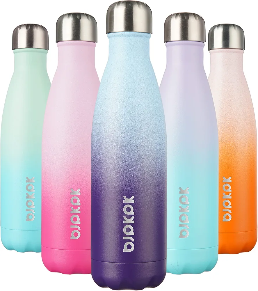 BJPKPK Insulated Water Bottles -17oz/500ml -Stainless Steel Water bottles, Sports water bottles Keep cold for 24 Hours and hot for 12 Hours,BPA Free water bottles,Ocean Dream