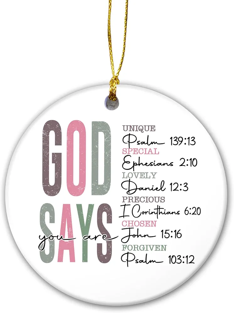 Christian Christmas Ornaments, Nativity Christmas Ornaments, Inspirational Ornament, Scripture Ornaments, Holy Family Ornament, Religious Gifts, Bible Verse Ornament(God Says)