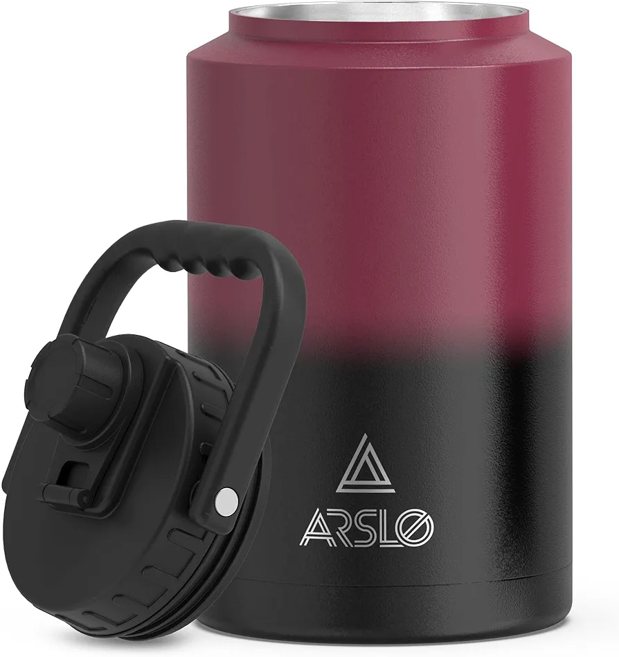 Gallon Water Jug With Handle, One Gallon Water Bottle Insulated,Stainless Steel Thermos,Large Vacuum Insulated Water Bottle（Gradient Red And Black）