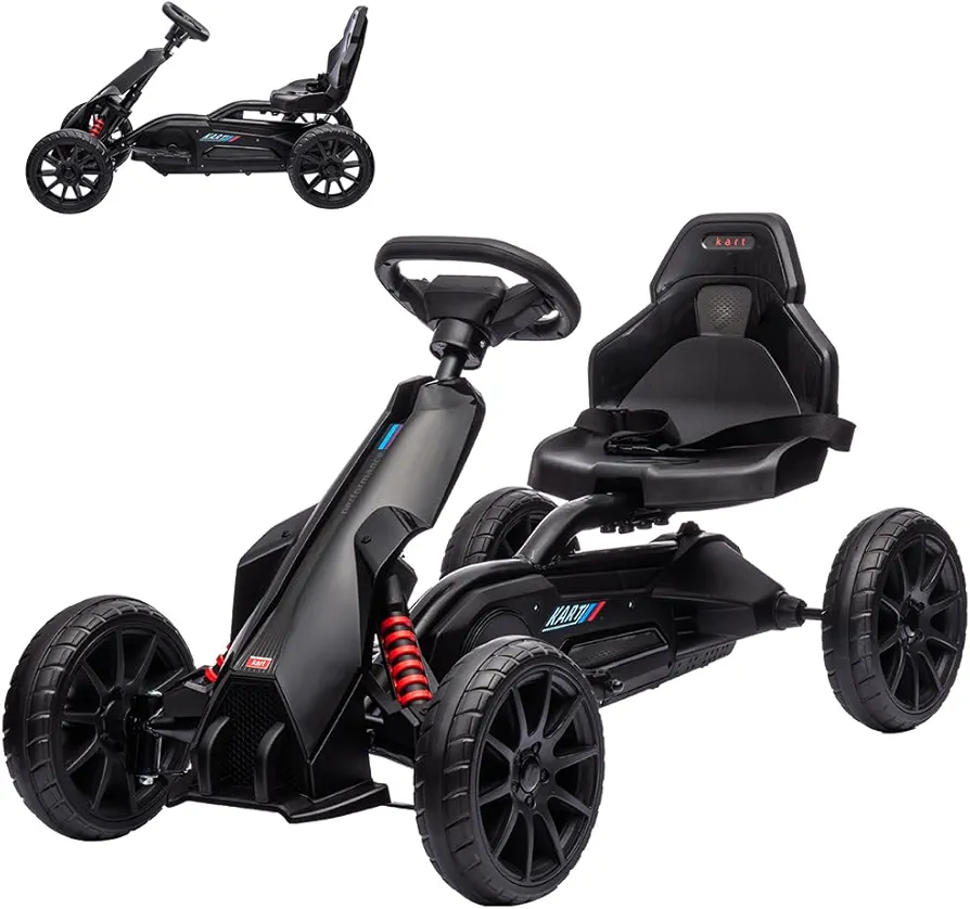 12V Electric Go Kart for Kids,7Ah Battery Powered Car for Toddlers, Adjustable Seat, High/Low Variable Speeds,EVA Wheels, Outdoor Ride On Toy Vehicle Gift for 3-6 Years,Black