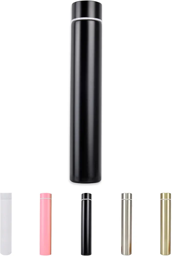 ChezMax Slim Stainless Steel Insulated Thermos Water Bottle Travel Thermos Cup Sports Drink Bottle 9.56 oz,Black ﻿