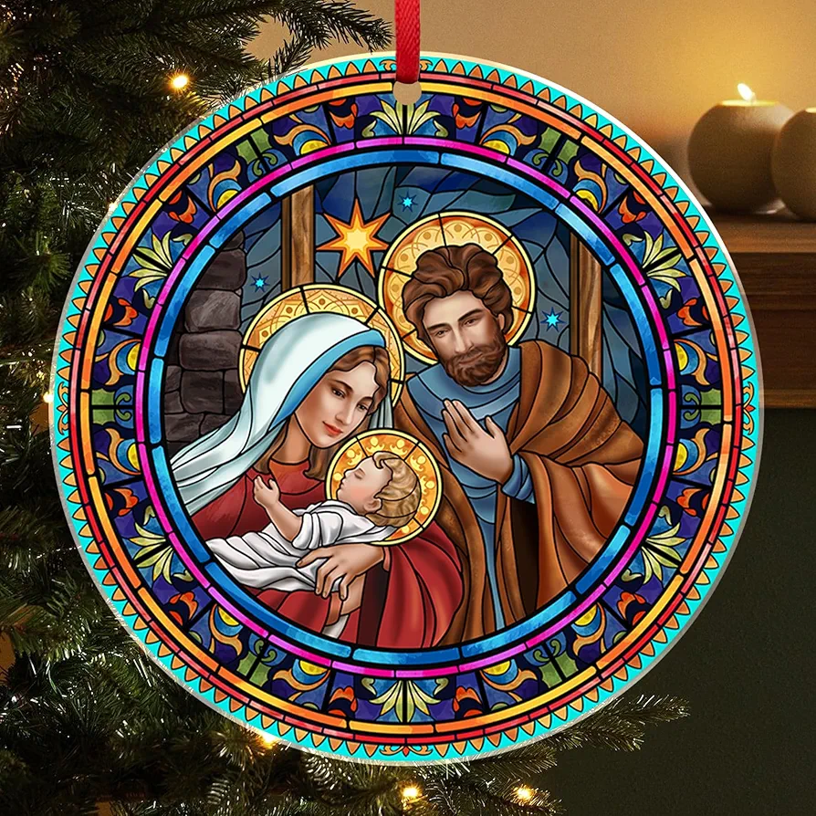 Christian Catholic Gifts, 2024 Christmas Ornaments - Catholic, Religious Gifts for Men, Christian Gifts for Women Faith, Christmas Christian Decor - Christmas Tree Decoration Acrylic Ornament