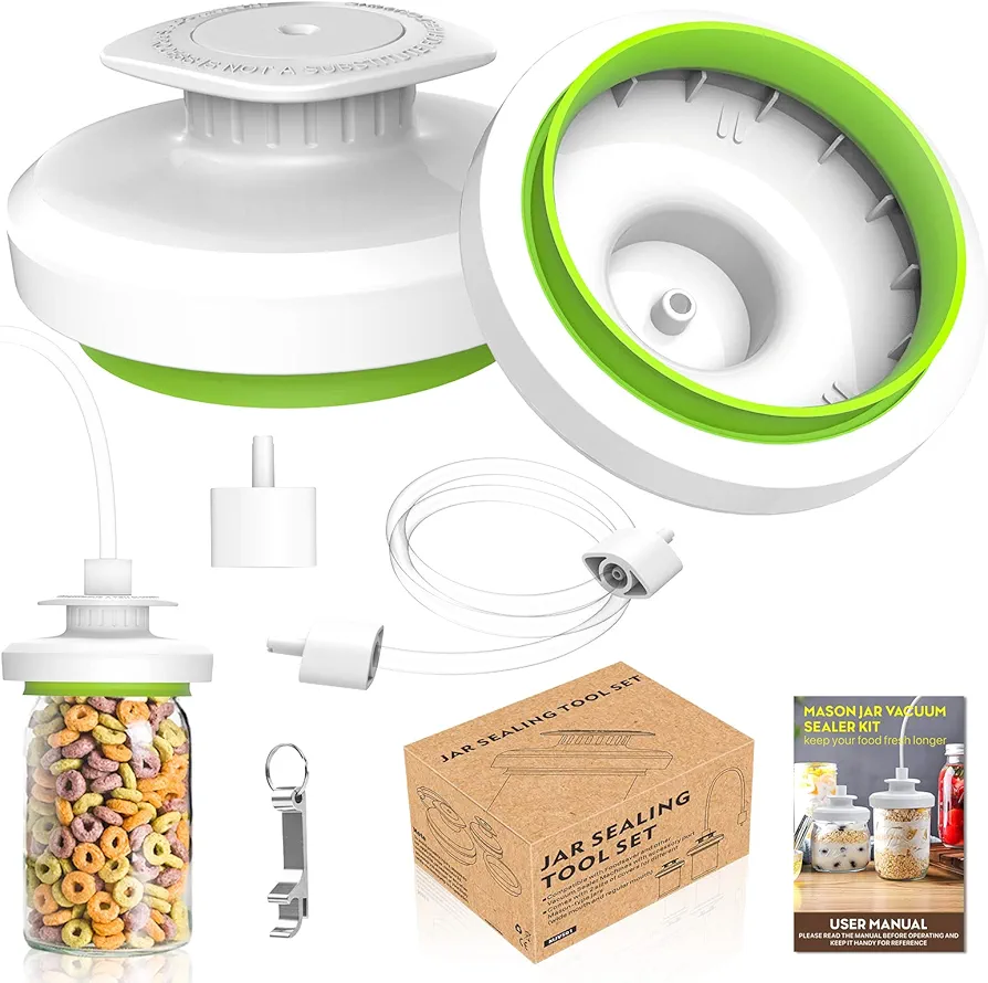 Mason Jar Vacuum Sealer, Jar Sealer and Accessory Hose for Foodsaver, Food Storage Vacuum Sealer Jar Attachment Kit with Lid Opener for Wide-Mouth & Regular-Mouth Mason Jar