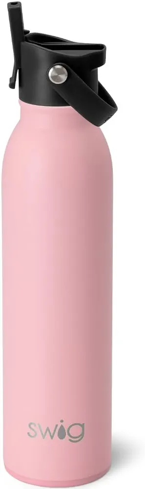 Swig Life 20oz Insulated Water Bottle, Travel Water Bottle with Straw and Lid, Cup Holder Friendly Water Bottles, Stainless Steel Water Bottle, 20 oz Tumbler, Reusable Water Bottle (Matte Blush)