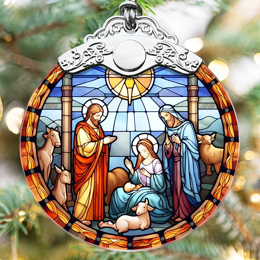Nativity Ornaments, Touber Christian Christmas Ornaments, Nativity Christmas Ornaments, Religious Christmas Ornaments, Religious Gifts for Women, Christmas Tree Ornaments